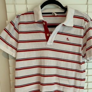 Hollister red and white striped polo